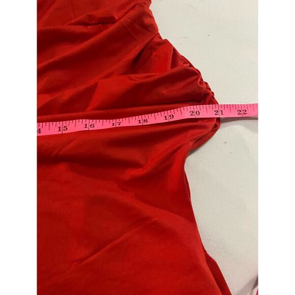 Sofia Vergara Red Ruched Dress Bodycon Midi Sheath Cut Out Women XL Stretch plus - Picture 12 of 13